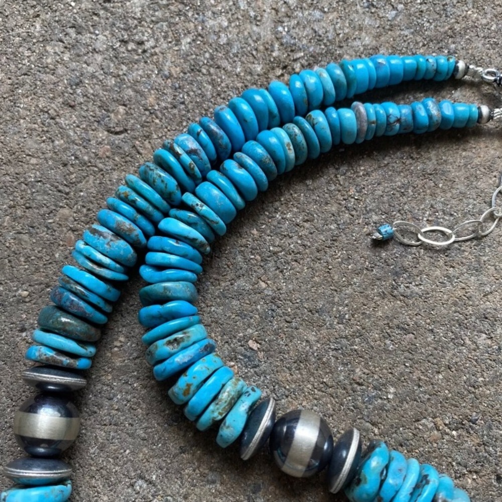 Sterlingsilver Graduated Blueturquoisebeadnecklace - image 5